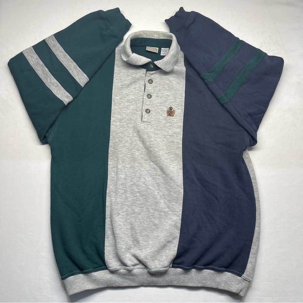 Vintage 90s Men’s Bugle Boys Collard Colorblock Pullover Sweatshirt Size XL